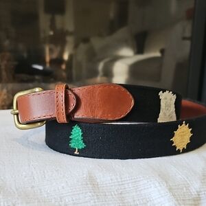 Smathers & Branson Needlepoint Unisex Belt - Bowdoin College
